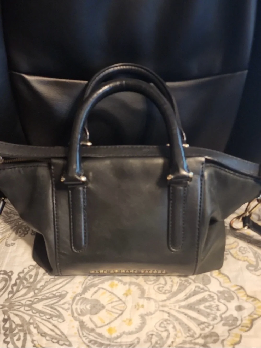 Marc by Marc Jacobs Black Leather Satchel with Gold Hardware